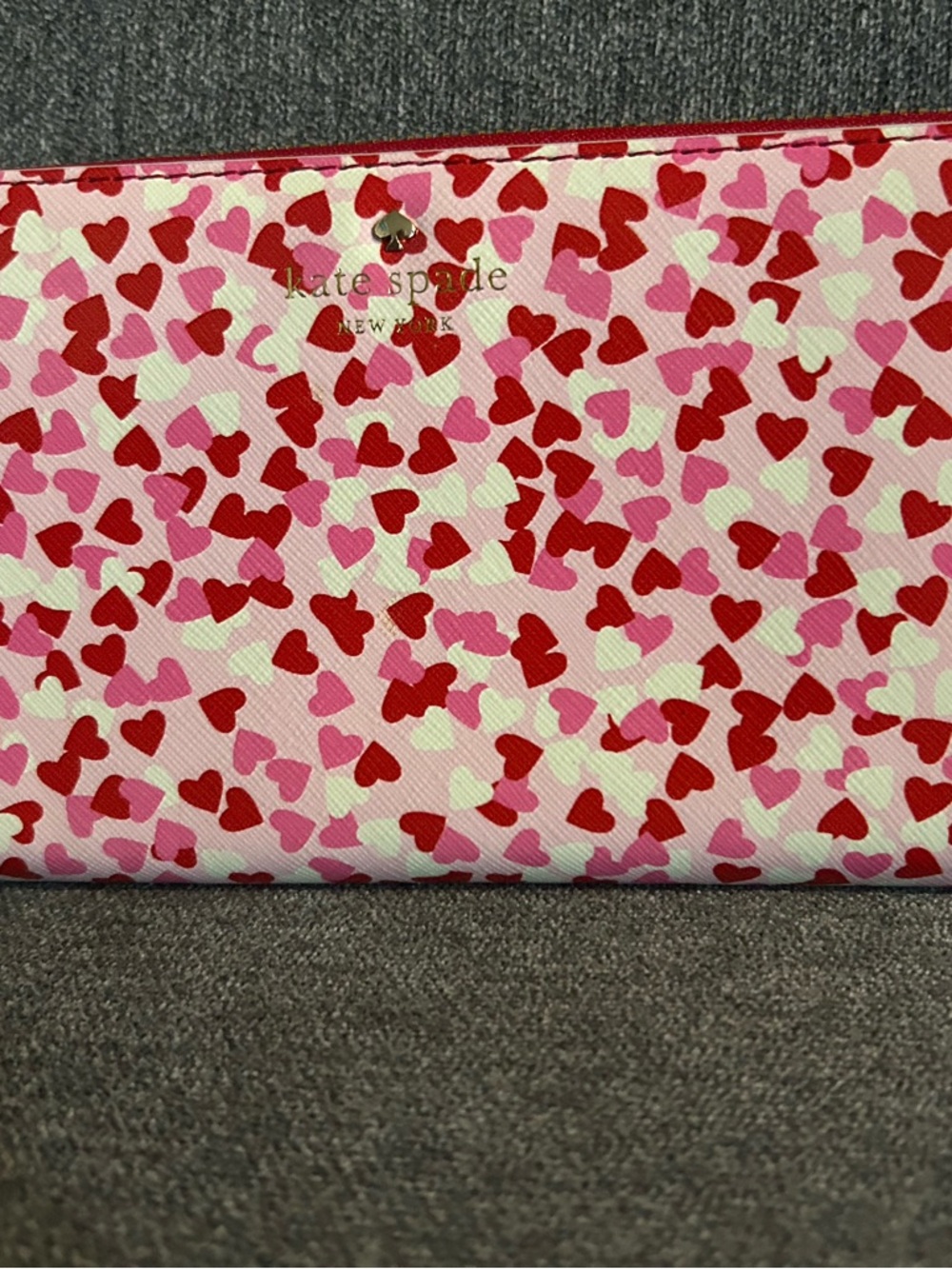 Kate Spade Pink, Red & Light Pink Heart Pattern Wallet